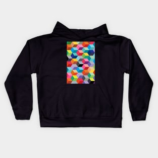 Geometric rainbow cubes Kids Hoodie